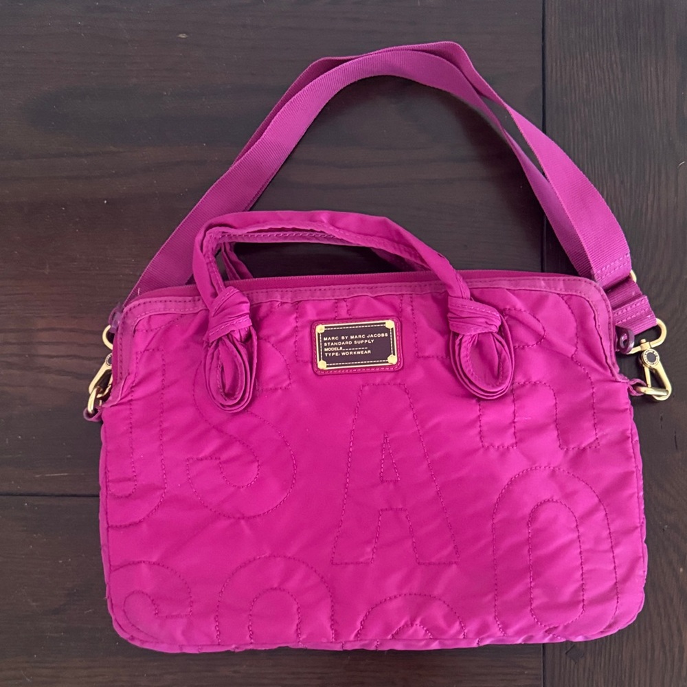 Marc Jacobs Fuchsia Quilted Laptop Bag